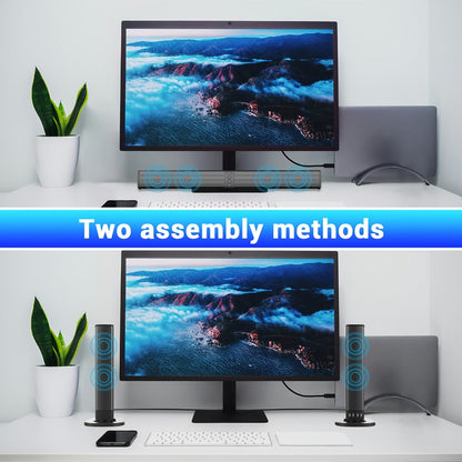 2-in-1 Detachable Wireless Soundbar for Smart TV, Surround Sound Bar with Bluetooth, RCA & AUX, Volume Control