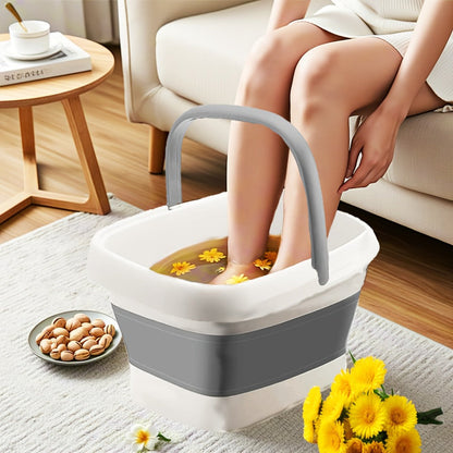 Foldable Foot Bath Tub Collapsible Foot Soak Basin 3.96 Gallon with Carry Handle Portable Pedicure Soaking Tub Space-Saving Easy Clean