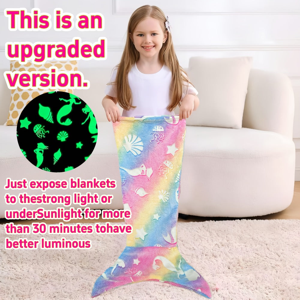 Mermaid Tail Sleeping Bag Blanket for Kids & Adults - Flannel 200GSM Anti-Kick Cozy Bed Cover