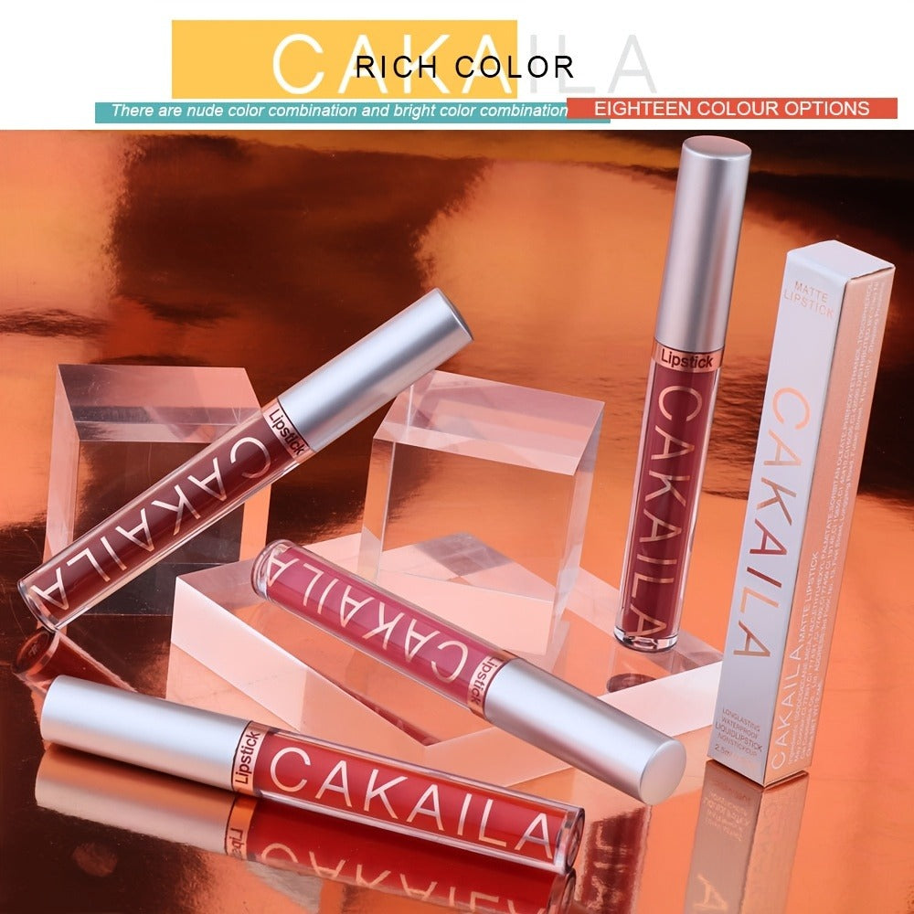18-Piece Matte Liquid Lipstick Collection with Numbered Shades, Slim 10cm Tubes and Silver Caps