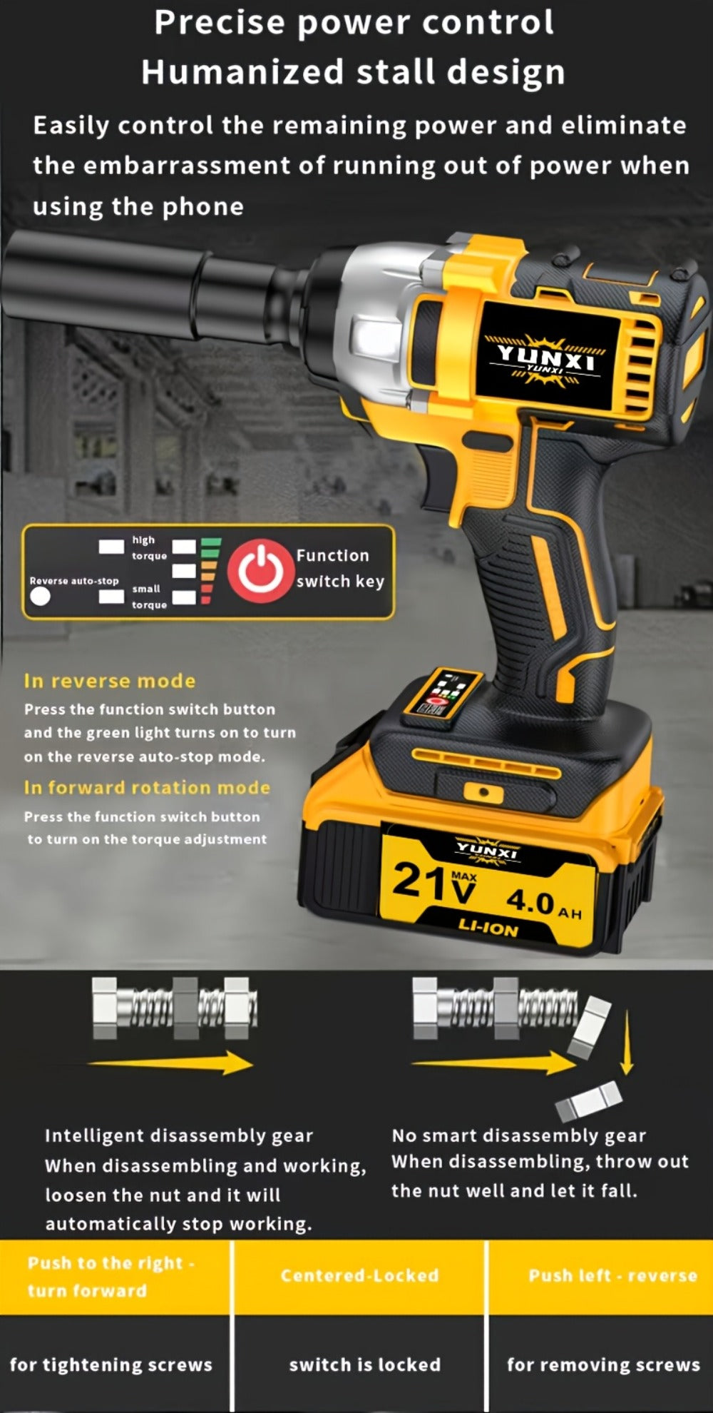 Cordless Impact Wrench Set with Charger Lithium-Ion Portable Electric Wrench Quick Charge for Home for Home, Garage and DIY Projects