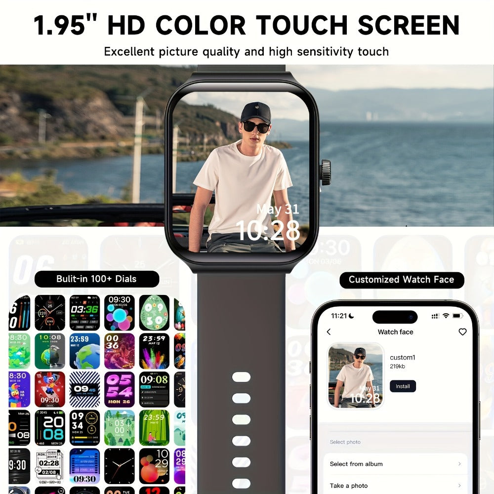 Smartwatch with Alexa Built-in FAWEIO 1.95" Large Display, Wireless Calling, 100+ Sport Modes, Pedometer Heart Rate Sleep Blood