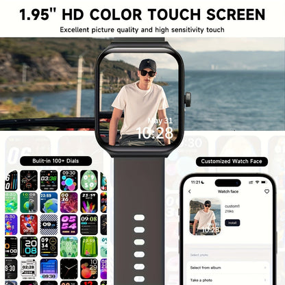 Smartwatch with Alexa Built-in FAWEIO 1.95" Large Display, Wireless Calling, 100+ Sport Modes, Pedometer Heart Rate Sleep Blood
