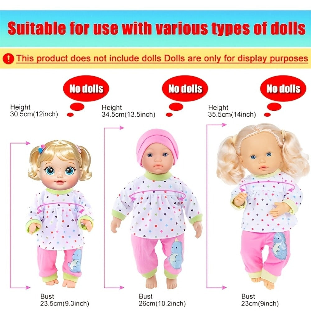 10-Set Baby Doll Clothes for 10 12 14 Inch Dolls, Variety Fashion Outfits Set, Safe Fabric, Easy On Off