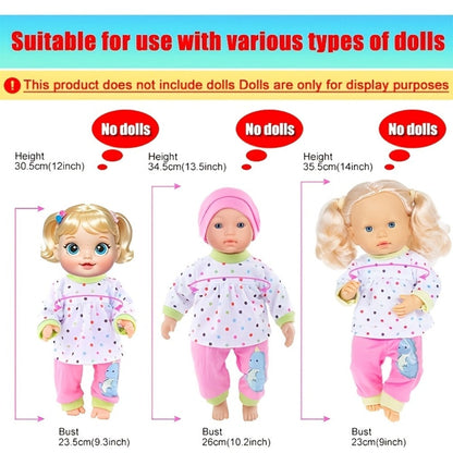10-Set Baby Doll Clothes for 10 12 14 Inch Dolls, Variety Fashion Outfits Set, Safe Fabric, Easy On Off