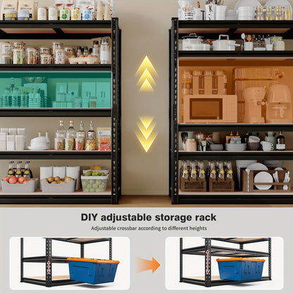 Garage Shelving 5-Tier Metal Storage Shelves Adjustable Steel Shelf Unit for Garage Basement Warehouse Easy Assembly Black Silver