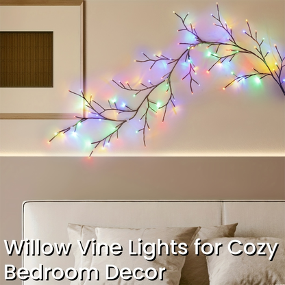 Solar Willow Vine Fairy Lights 96 LED 8 Modes 5.9ft, for Garden, Pathway and Patio Lighting