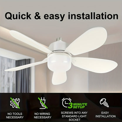 Ceiling Fan with Light and Remote Control, 5-Blade 20 Inch 3-Speed 3-Color Dimmable LED Fan Light