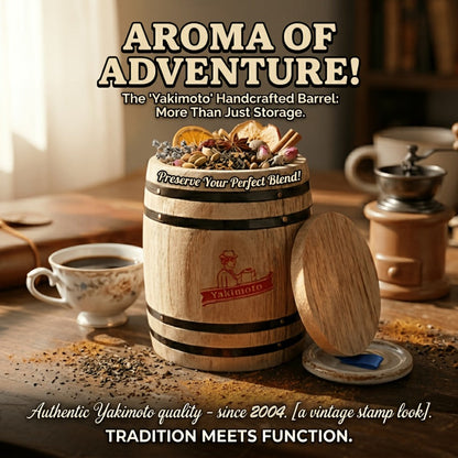 Wooden Barrel Storage Jar with Lid, Rustic Mini Desktop Organizer for Coffee Beans, Sugar, Candy