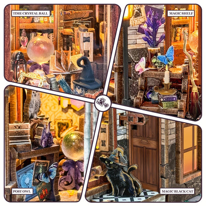 DIY Wood Miniature Bookhouse Model Kit SQ-71 Time Magic Club with Mechanical Link System – Adult Collector Dollhouse Display Piece