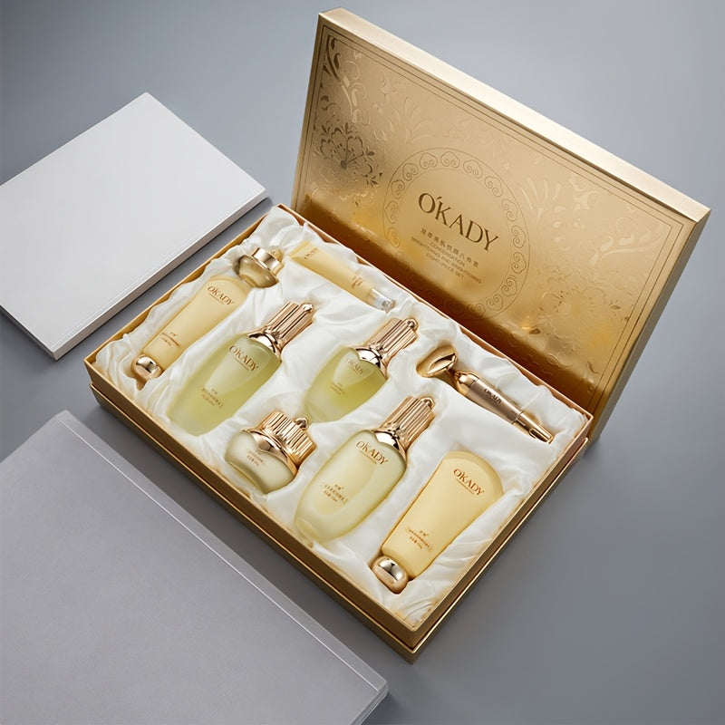 Skincare Set with OKADY Label, 9 Ginseng Products Including Cleanser Toner Essence Serum and Creams