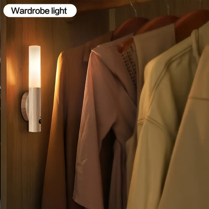 Motion Night Light Rechargeable LED, IPX4 Wood Grain & Walnut Under Cabinet Step Lamp for Staircase