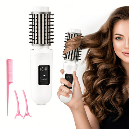Cordless Hair Curler Brush 2-in-1 Straightener – Rechargeable Wireless Auto Curling Iron, for Home, Travel and Salon Hair Styling