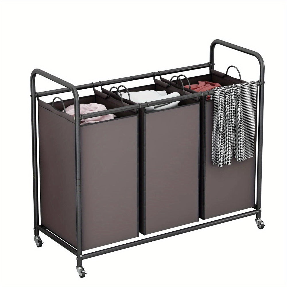 3-Bag Laundry Sorter Cart 63.4 Gallon, Rolling Hamper with Lockable Wheels & Removable Bags