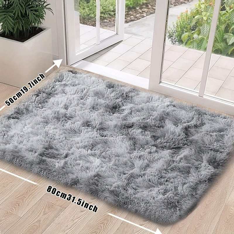 Area Rug Tie-Dye Polyester Plush Mat in Four Colors and Two Machine-Washable Sizes for Indoor Rooms