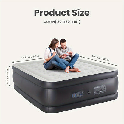 Air Mattress with Coil Beam Support, Plush Velvety Top Bottom - Guest Bed Inflatable Mattress for Camping & Home