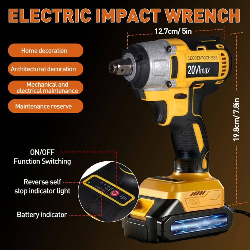 Cordless Impact Wrench 1/2 Inch Brushless, 450N.m 259Ft-lbs High Torque Impact Gun, 3300RPM Variable Speed