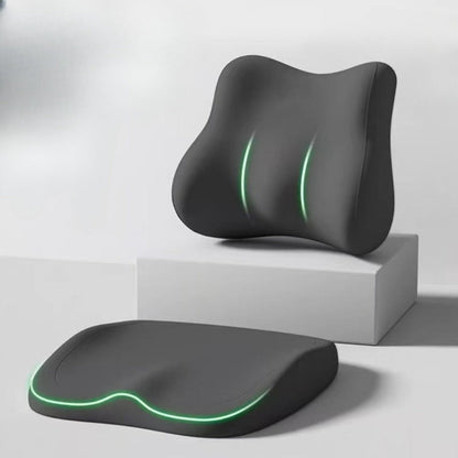 Car Seat Cushion Set 2-Piece – Memory Foam Elevated Driving Cushion with Lumbar Support & Neck Pillow, Height Booster for Car & Home Chair