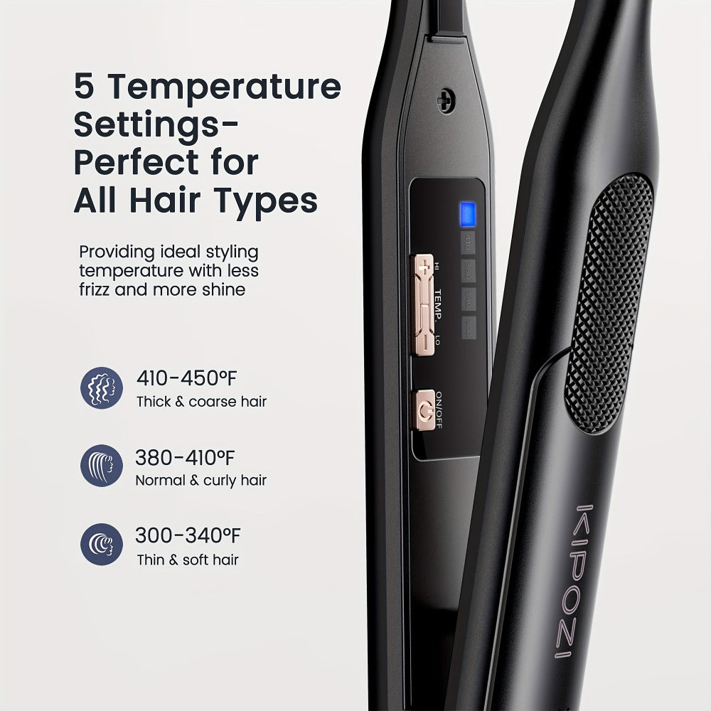 Mini 0.3 Inch Hair Straightener 2-in-1 Curler Titanium Plates 5 Heat Settings 450°F, for Home, Travel and Salon Hair Styling
