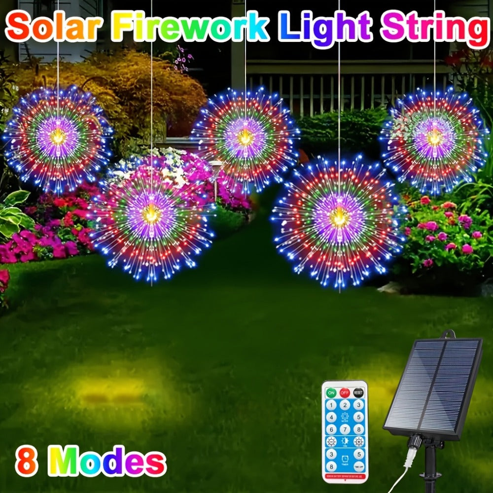 Solar Starburst Lantern Fairy Lights Outdoor 5 Pack 450 LED – Remote & Timer, 8 Modes, Adjustable Brightness