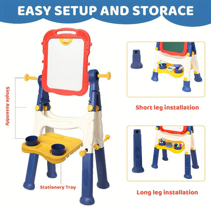 Art Easel for Kids Adjustable Double-Sided Standing Easel with Painting Accessories for Boys & Girls Ages 3+