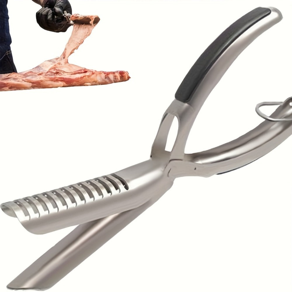 BBQ Rib Membrane Remover Tool Stainless Steel Rib Peeler with Handle, Food Grade Manual Rib Prep Kitchen Gadget for Grilling