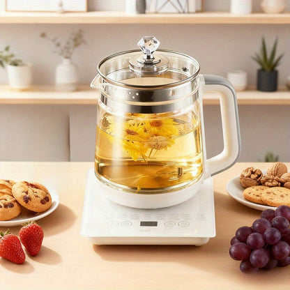 Electric Health Pot Smart Kettle 1.8L Thickened Glass 18 Smart Functions Removable Filter Multi-Functional for Tea Herbal Brewing Camping