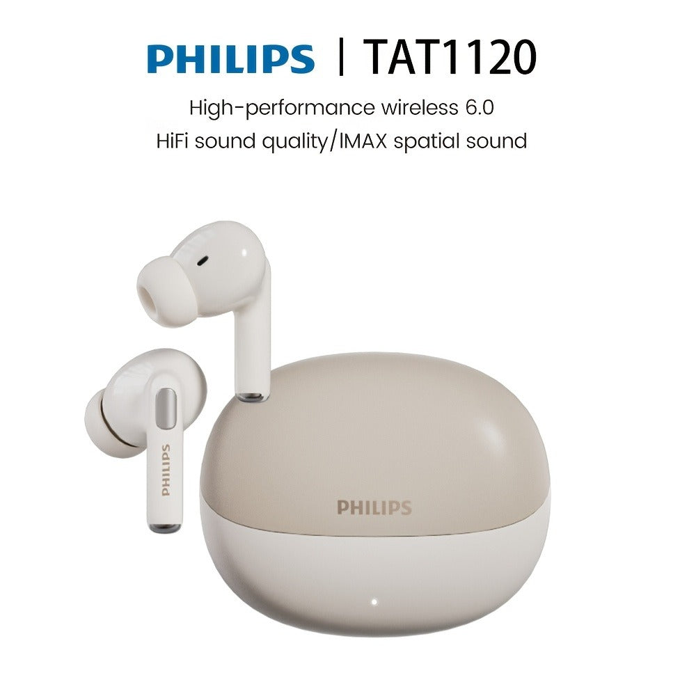 Wireless Earbuds Philips Bluetooth 6.0 Dual Stereo with Type-C Charging Case in Black or White