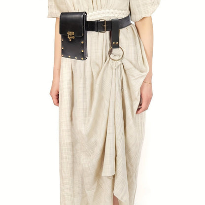 Belt Pouch - Faux Leather with Hanging Ring Retro Vintage Medieval Waist Bag for - product detail view 4