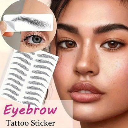6D Eyebrow Tattoo Stickers Waterproof 8 Pcs for Women Girls, for Temporary Body Art, Festivals and Costumes