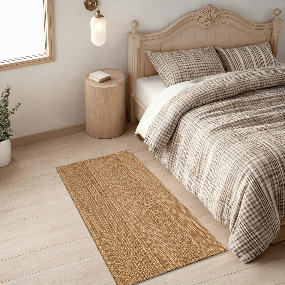 Braided Woven Indoor Rug with 2 x 3-Foot to 6 x 9-Foot Sizes and One Two-Piece Gray Mat Set
