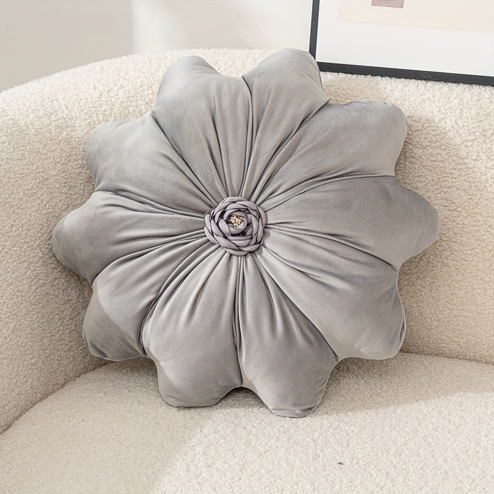Round Flower Shaped Throw Pillow with Insert 16 Inch Soft Knit Decorative Cushion Machine Washable Zipper for Sofa Bed Car Home Decor 5