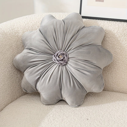Round Flower Shaped Throw Pillow with Insert 16 Inch Soft Knit Decorative Cushion Machine Washable Zipper for Sofa Bed Car Home Decor 5