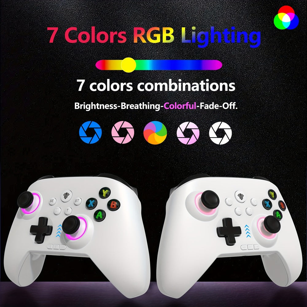 Three-Mode Wireless PC Controller with RGB Lighting, Hall Effect Joystick & Trigger, Programmable Buttons & Vibration for Windows PC