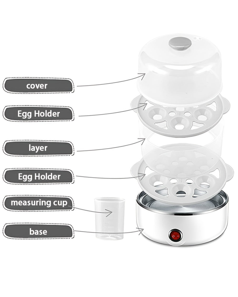 Egg Steamer Stainless Steel Mini Breakfast Machine Single Double Layer Multi-Functional Egg for Entryways, Bedrooms and Living Spaces