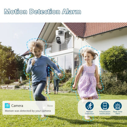 Security Camera QW2 Dual-Lens Outdoor PTZ Model with IP66, Auto Tracking, Two-Way Audio and Four Pack Options