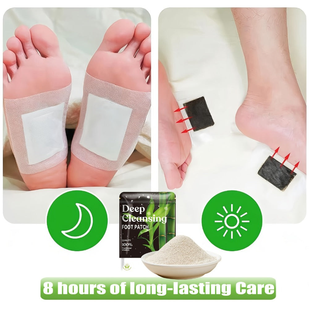 Foot Detox Pads 100pcs Overnight Bamboo Vinegar & Ginger Powder – Deep Cleansing Alcohol-Free Natural Plant Patches