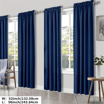 Blackout Curtains 4 Panels Thermal Insulated Room Darkening Drapes, Rod Pocket, Energy Saving, Solid Color for Bedroom & Living Room