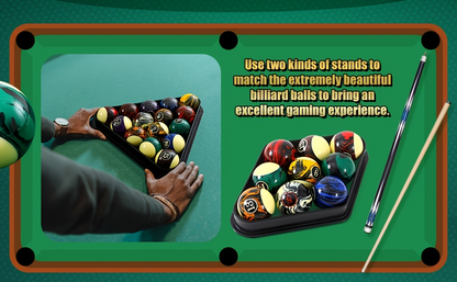 20-Piece Pool Ball and Cue Set with 16 Graphic Billiard Balls, Two Cues and Two Ball Racks