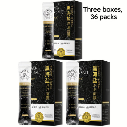 Face Mask, Black Sea Salt Bubble Single-Use Sachets, 5g Each with 12, 24 or 36-Packet Box Options