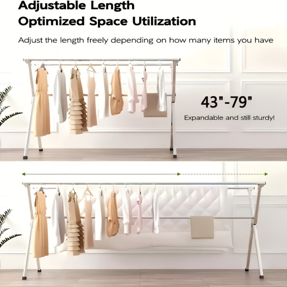 Clothes Drying Rack Collapsible Freestanding, Heavy Duty Stainless Steel Laundry Drying Rack Indoor Outdoor