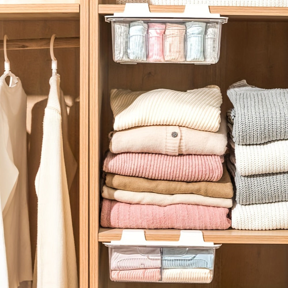 15-Compartment Wall-Mounted Underwear & Socks Hanging Storage Box, Transparent Closet Organizer for Home