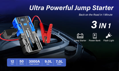 12V Jump Starter Kit with LP-K23 5000A-Labeled or 011B Model, Digital Display, LED Light, USB Outputs and Case