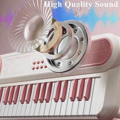 Kids Electronic Keyboard Piano Toy 37-Key White, Multi-Function Beginner Musical Instrument with Microphone