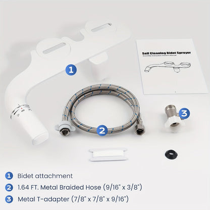 Ultra-Slim Non-Electric Bidet Attachment for Toilet, Self-Cleaning Dual Retractable Nozzles, Adjustable Water Pressure, Fresh Water Sprayer