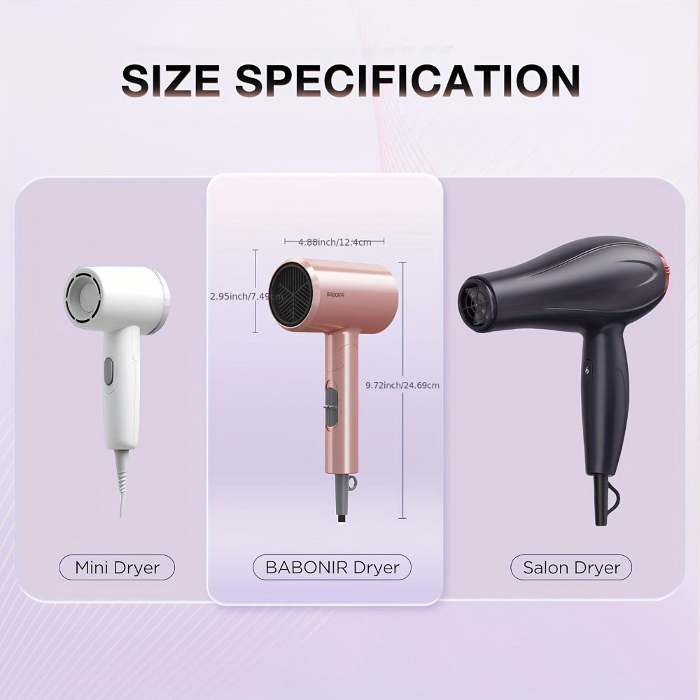 1875W Ionic Travel Hair Dryer Foldable with Diffuser & Concentrator Nozzle – Brushless Motor, 3 Heat Settings, 2 Speeds