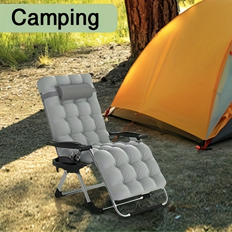 Zero Gravity Chair Outdoor Recliner – 440LBS Capacity, 4-Inch Thick Cushion, Upgraded Aluminum Lock, Cup Holder & Headrest, Breathable Mesh
