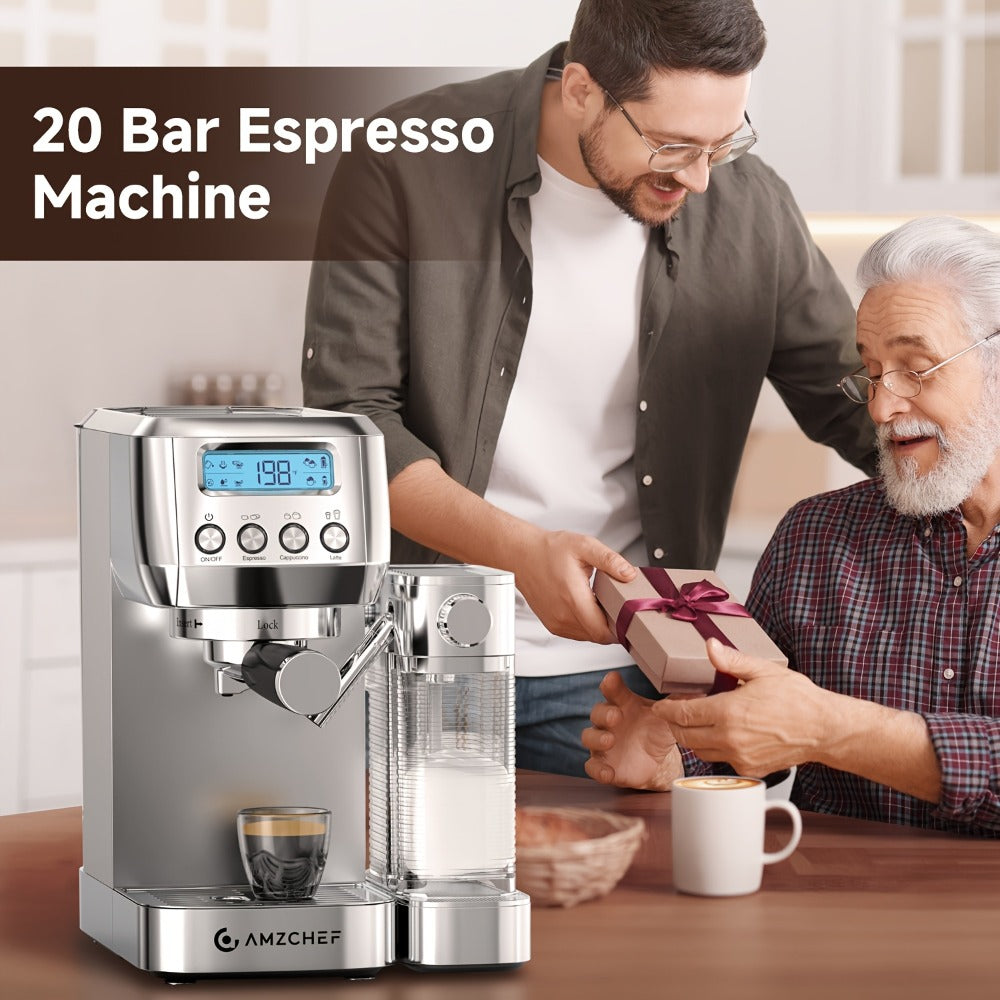 Espresso Machine 20 Bar with Milk Frother, Dual Boiler Coffee Maker, Touch Control, Cappuccino & Latte Machine with Dual Wall Filters