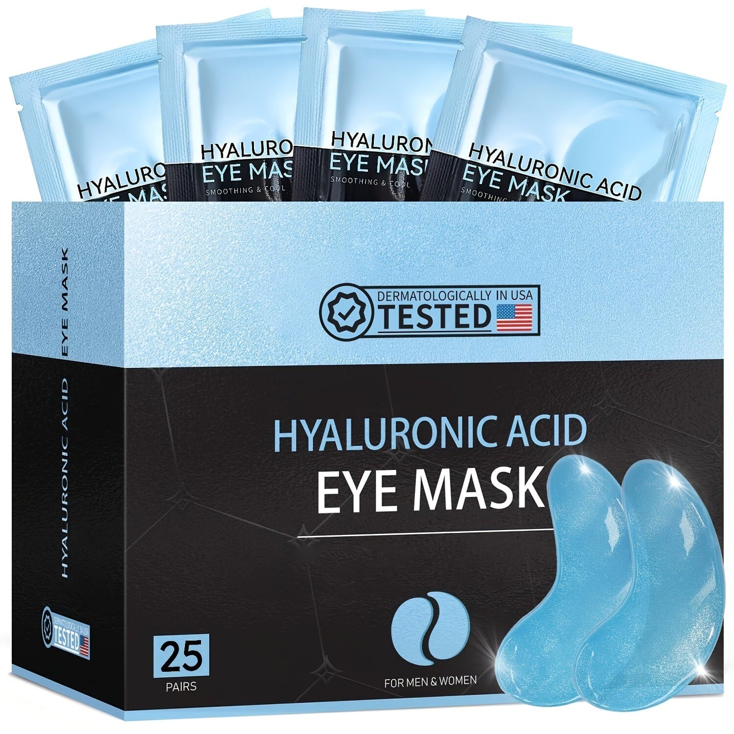 25-Pair Under-Eye Patch Set with Individually Packed Caffeine, Hyaluronic Acid or Aloe Vera Formula Options