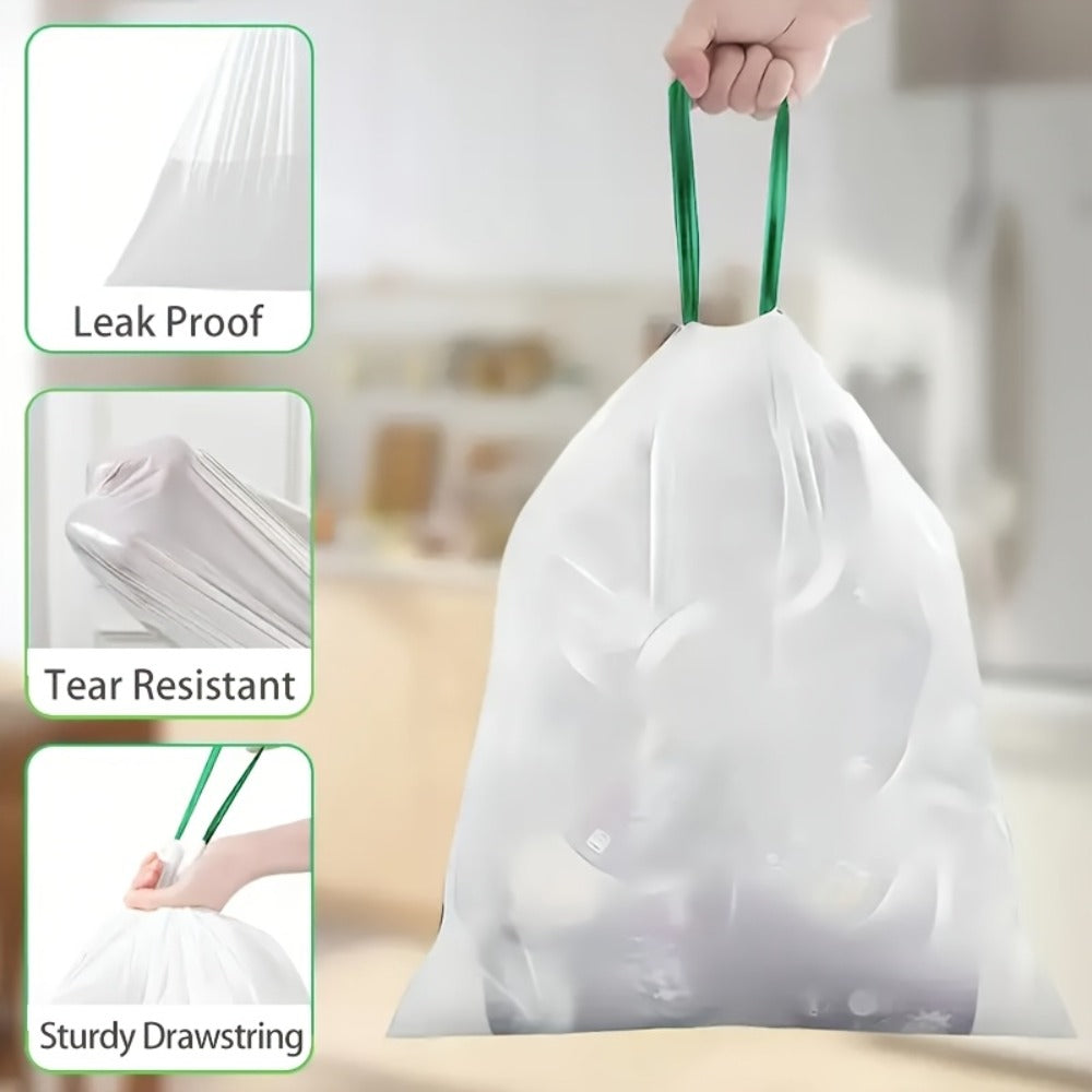 13 Gallon Trash Bags Tear-Resistant Drawstring Garbage Bags with Fresh Lemon Scent Thickened for Home Cooking, Dining and Outdoor Meals